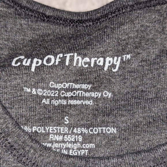 Cup Of Therapy: "I'm Too Tired To Talk Let's Hug" Tank-Top Women Small Gray NWT - Picture 7 of 7